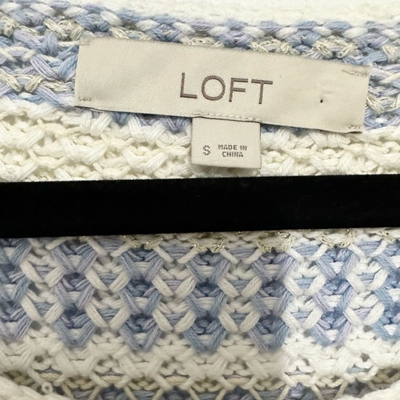 Ann Taylor LOFT Crew Neck Sweater Striped small knit coastal pastel sparkly - Picture 4 of 5